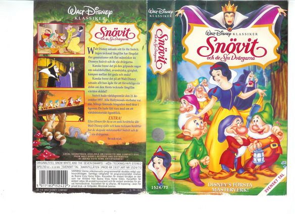 Tecknat Barn Svenska:Snövit och de sju dvärgarna (1937 Walt Disney Pictures AB) VHSRIPPEN (Svenska) Bakom Kulisserna (3D)